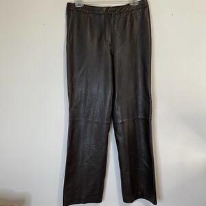 Olsen brown 100% mid high to rise lined leather pants size 8